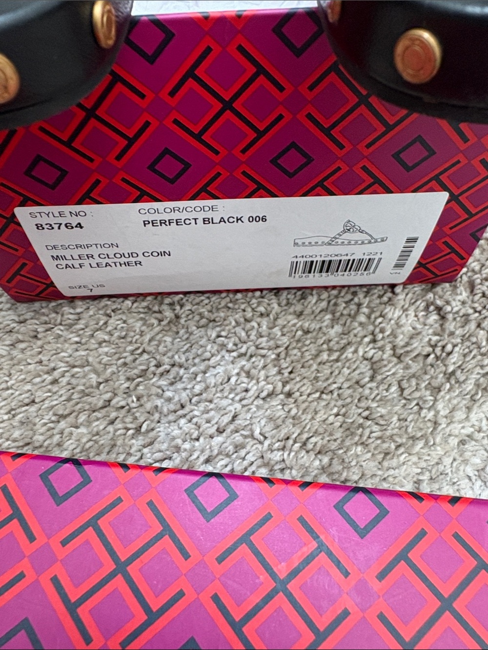 Tory Burch Black Logo Thong Sandals with Gold Stud Detailing - Picture 4 of 4